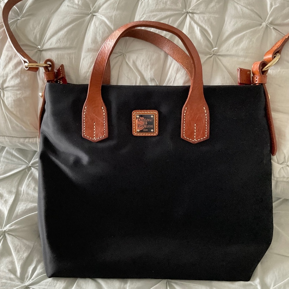 Dooney & Bourke Black Nylon and Tan Leather Purse